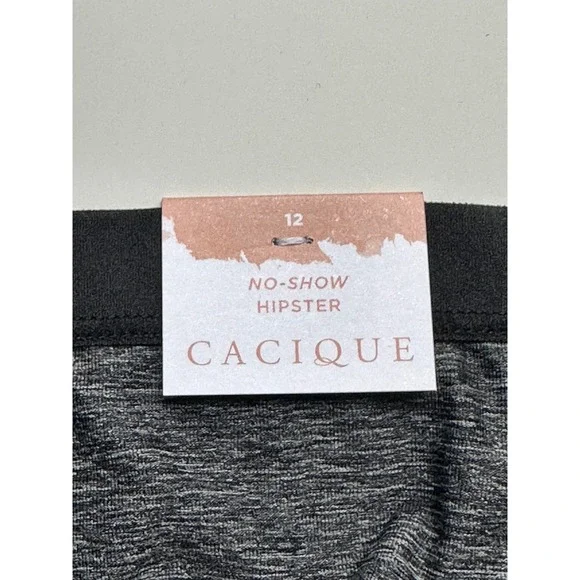 NWT Cacique Hipster Panties Size 12 Set of 2 Cotton No-Show Grey Purple Striped - Picture 4 of 5